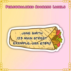 Aangepaste adresetiketten voor taco's en burrito's | Kawaii-mailingstickers afbeelding 4