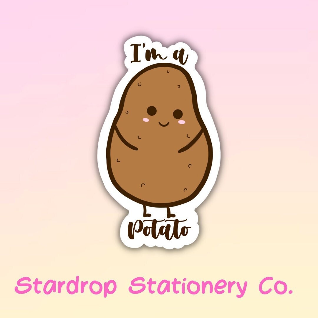 Kawaii Potato Die Cut Sticker: Laminated Vinyl, Planner