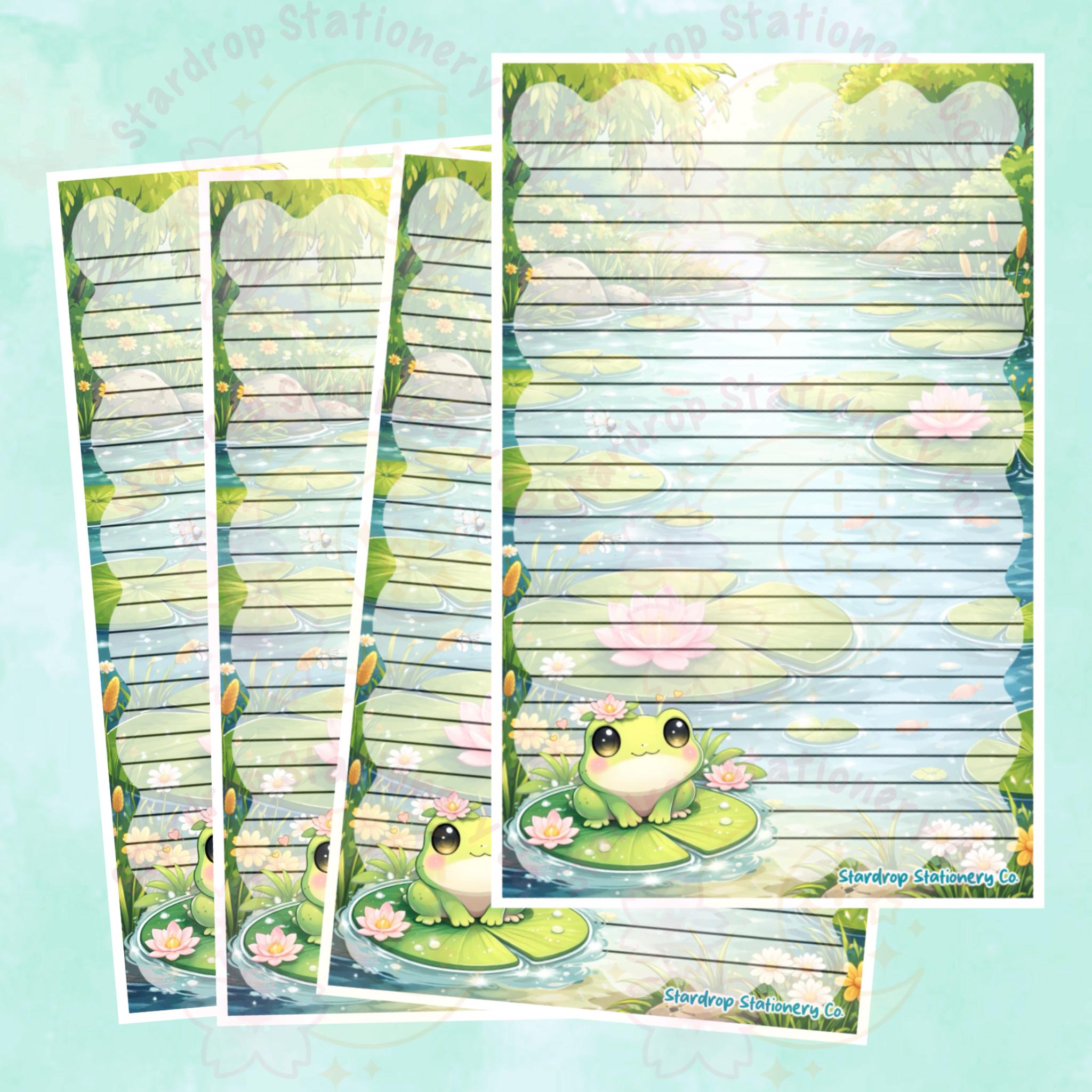 Lily Pad Frog Stationery Set: Lined Paper, Envelopes & Seals - Etsy