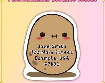 Kawaii aardappel adresetiketten | Gepersonaliseerd retouradres