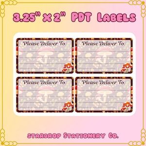 Mushroom Snail Mail Stickers: Please Deliver To Labels (3.25” x 2”)