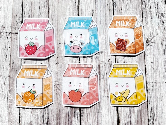 Kawaii Milk Sticker Milk Stickers Strawberry Milk Banana Milk Chocolate  Milk Kawaii Milk Kawaii Stickers Set Kawaii Journal 