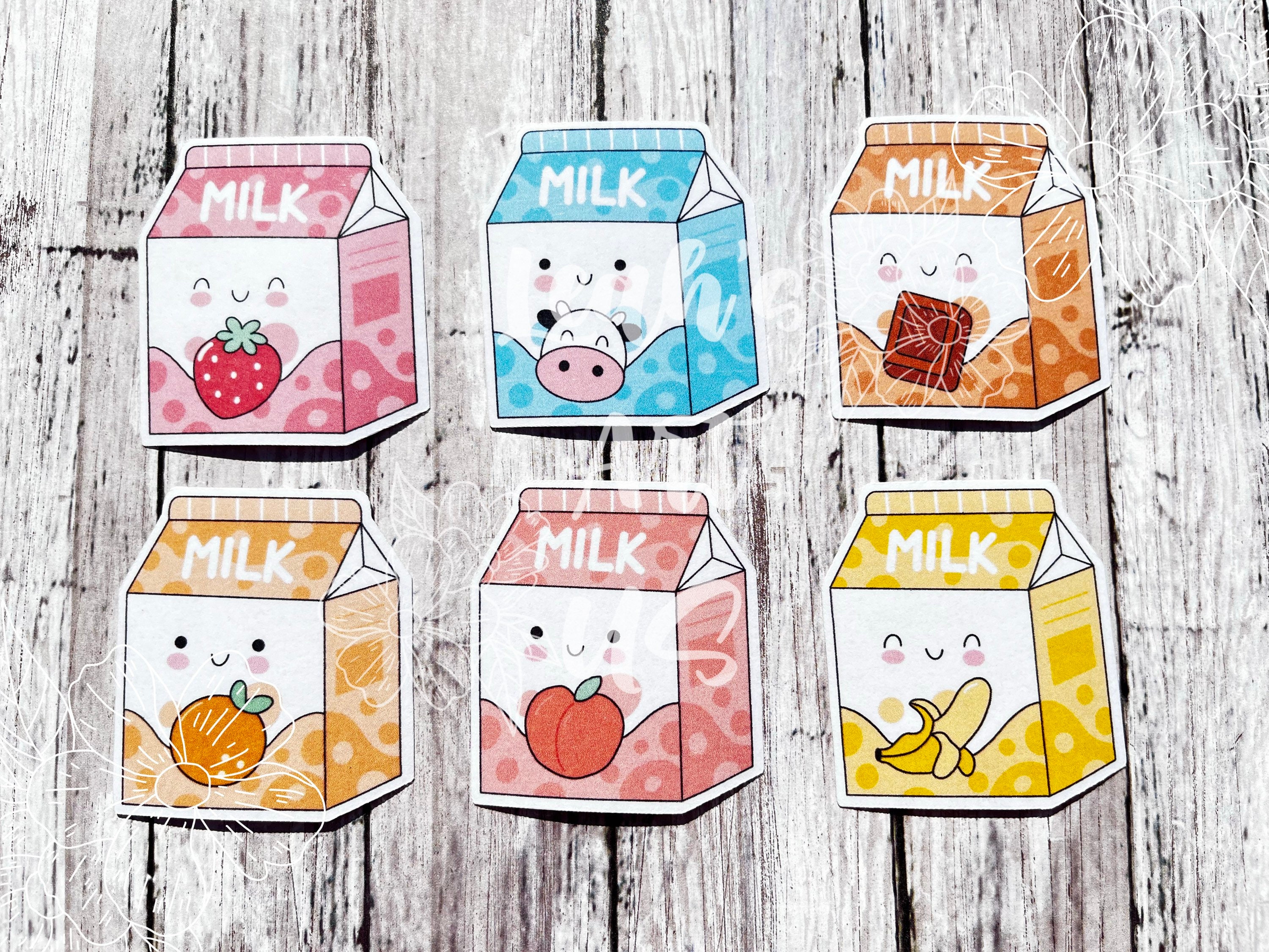 Kawaii Milk Carton Stickers/strawberry Oat Banana Chocolate Matcha/japanese  Die Cut Pack/cute Water Bottle Laptop Decals/japan Aesthetic 