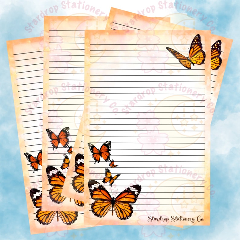 Monarch Butterfly Stationery Set: Letter Writing Paper, Envelopes ...