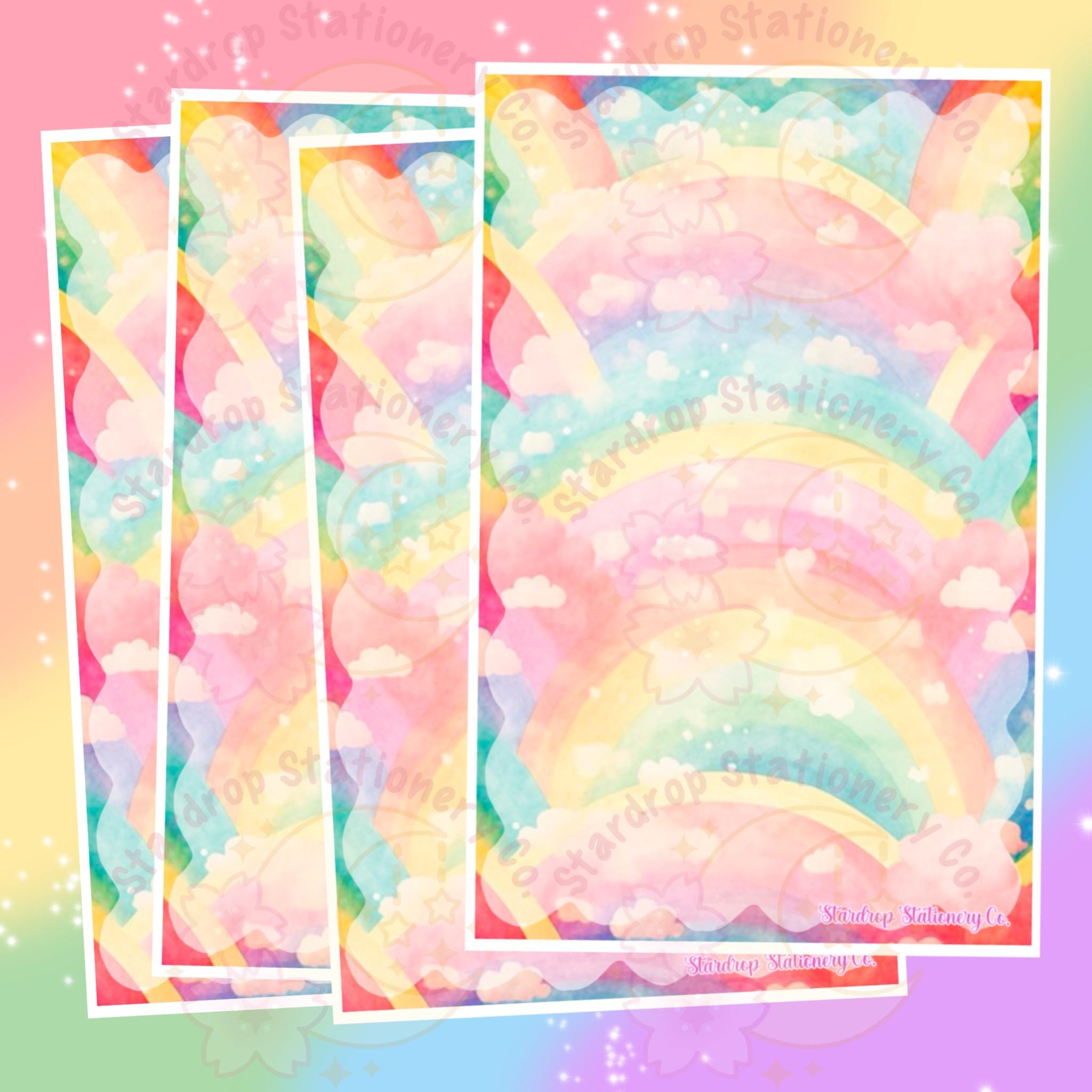 Watercolor Rainbow Stationery Set: Half Sheets, Envelopes & Seals - Etsy