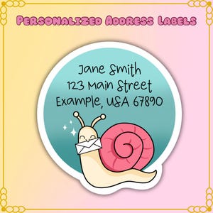 Etiquetas de dirección personalizadas con forma de caracol / Papelería personalizada