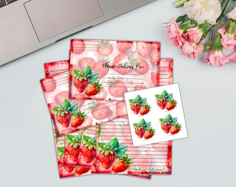 Watercolor Strawberry Stationery Set: Pen Pal Letter Writing Kit