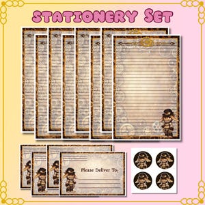 Steampunk Bunny Stationery Set: Letter Writing Kit with Envelopes