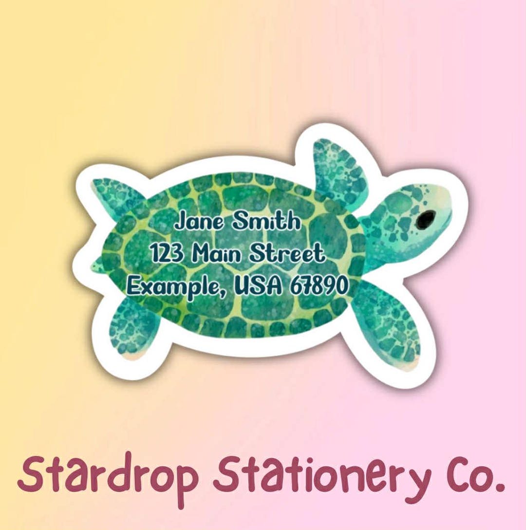 Turtle Labeles Sea Turtle Custom Shaped Address Labels | Return Address | Snail Mail ...
