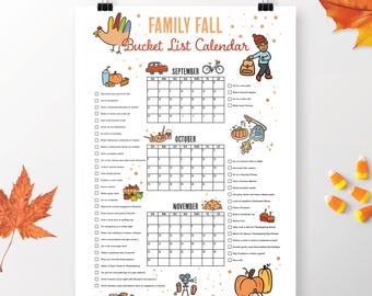 2025 Fall Calendar Bucket list- 50 activities to check off for fall family fun!