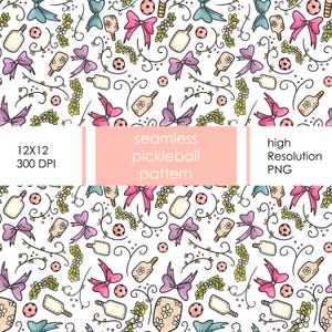 Seamless Pickle Ball Pattern, pickleball design | Digital Paper, Prints| Coquette, pickleball paddles, hand drawn | Scrapbooking, Crafting