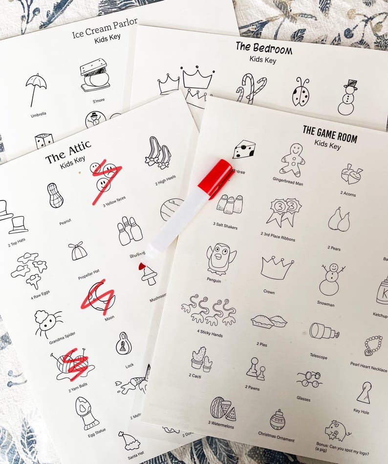 Search and Find Activity Pages – Hand-drawn Printable Hidden Object ...