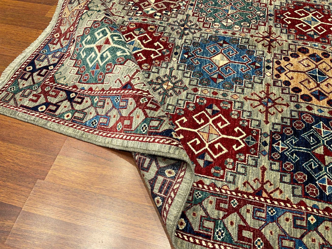 Kaukasischer Teppich Quadratischer Teppich Geometrischer | Etsy