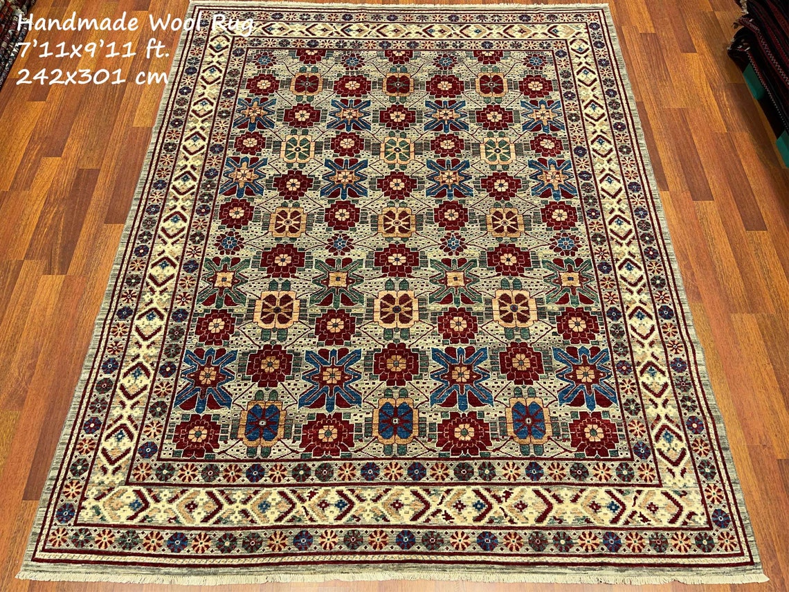 8x10 ft. Handmade Persian area rug Gray rug Wool rug Modern Etsy