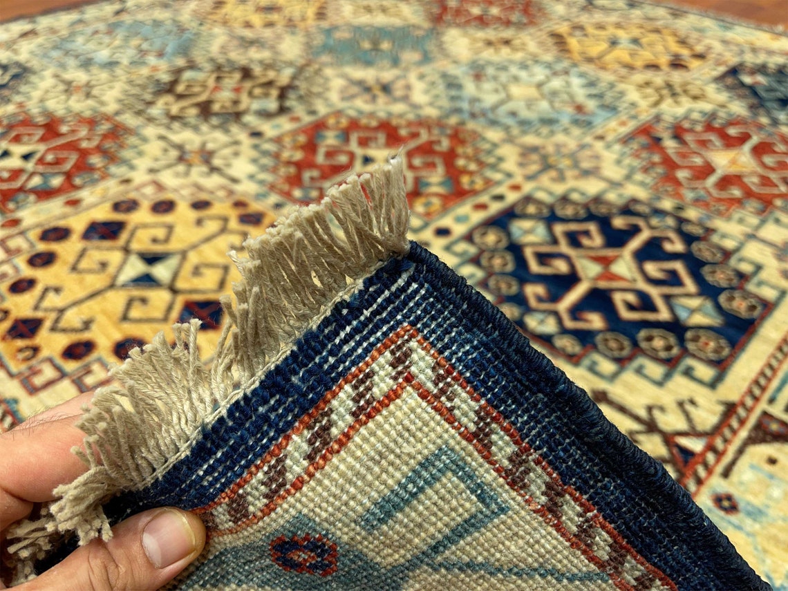 6x6 ft. Handmade Caucasian rug Square rug Geometric rug Etsy
