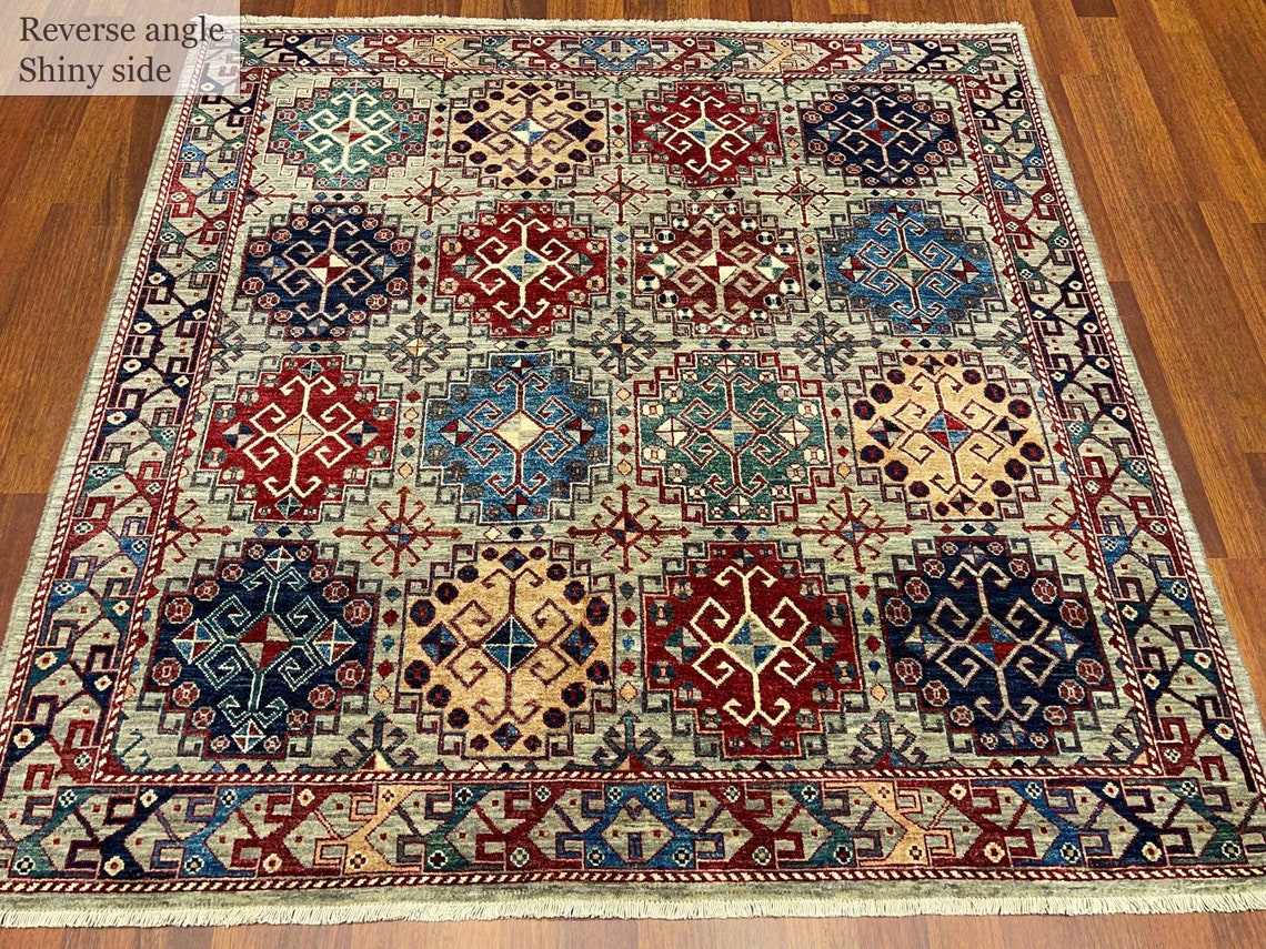 Kaukasischer Teppich Quadratischer Teppich Geometrischer | Etsy
