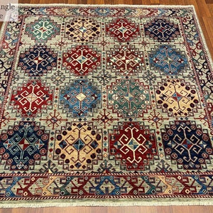 Kaukasischer Teppich Quadratischer Teppich Geometrischer | Etsy