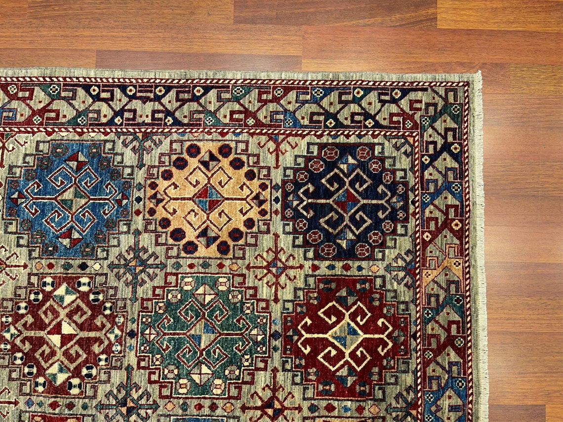 Kaukasischer Teppich Quadratischer Teppich Geometrischer | Etsy