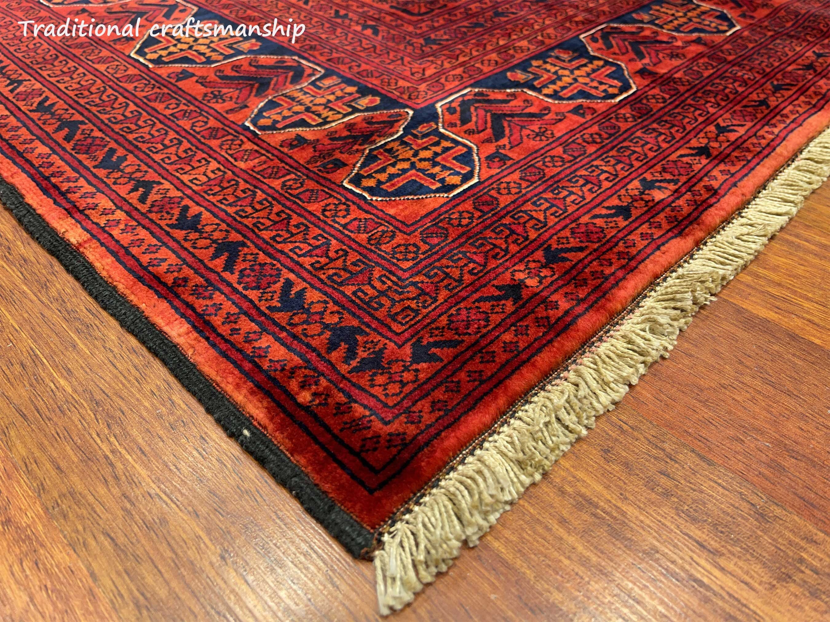 Afghan handwoven rug with geometric patterns 7x10 ft. organic Etsy