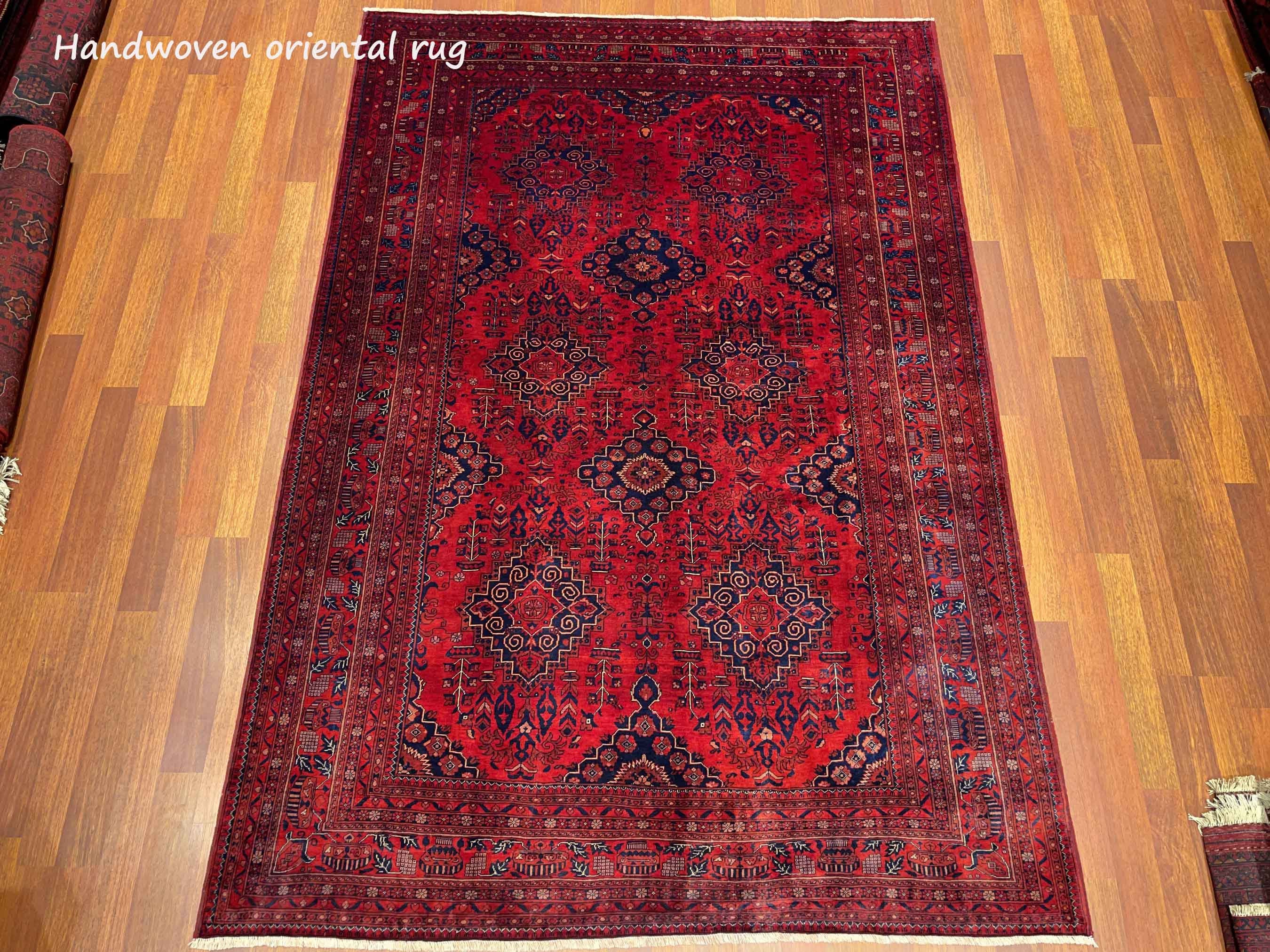 Roter orient handgewebte afghanischer Teppich 7x10 ft. | Etsy