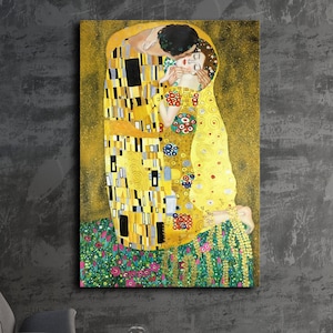 Gustav Klimt The Kiss, Gustav Klimt Wall Art, Gustav Klimt Poster, Gustav Klimt Print, Master Piece Canvas Wall Art, Klimt Canvas