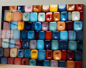 Tempered Glass Wall Art, Stained Glass Wall Art, Mosaic Tiles Wall Decor, Panoramic Wall Art, 3D Abstract Glass Art, Large Glass Wall Art,