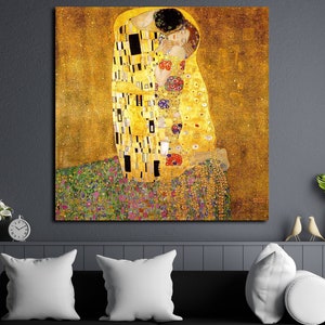 Gustav Klimt The Kiss, Gustav Klimt Wall Art, Gustav Klimt Poster, Gustav Klimt Print, Master Piece Canvas Wall Art, Klimt Canvas