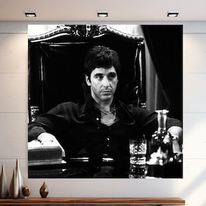 Scarface Alpacino, Alpacino Poster, Movie Poster, Scarface Wall Art, Canvas Wall Art, Extra Large Wall Art, Hartowane szkło ścienne