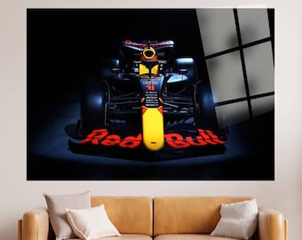 Formula 1 Max Verstappen, Formula 1 Wall Art, Red bull F1 Canvas, Extra Large Canvas Wall Art, Tempered glass wall art, 3 Piece Wall Art
