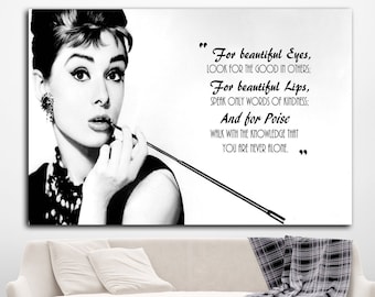 Audrey Hepburn For Beautiful Eyes Poster, Audrey Hepburn Canvas, Hepburn Lips, Audrey Hepburn Motivational Quotes, Audrey Hepburn Wall Art