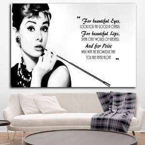 Plakat Audrey Hepburn For Beautiful Eyes, Płótno Audrey Hepburn, Usta Hepburn, Cytaty motywacyjne Audrey Hepburn, Sztuka ścienna Audrey Hepburn