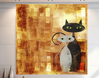 Cat Wall Art, Abstract Animal Wall Art, Abstract Glass Art, Extra Large Wall Art, Tempered glass wall art, Canvas Wall Art, Ready to Hang