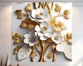 Abstract Flower Wall Art, Flowered Pattern Wall Art, Extra Large Wall Art, Tempered glass Art, Canvas Wall Art, Ready to Hang