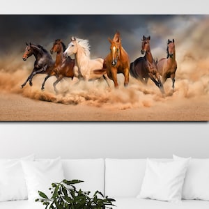 Horse Wall Art, Running Horses Canvas, Animal Wall Art, Horse Lover Gift, Extra Large Wall Art, Horses in Love Wall Art, Housewarming Gift