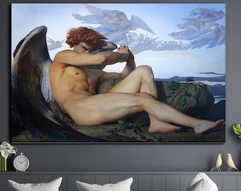 Alexandre Cabanel Fallen Angel, Fallen Angel Canvas, MasterPiece Reproduction, Alexandre Cabanel Canvas, Extra Large Wall Art, Ready to Hang