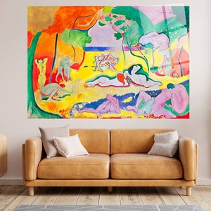 Henri Matisse The Joy Of Life, Mid Century Modern Wall Art, Extra Large Wall Art, Tempered glass wall art, 3 Piece Wall Art