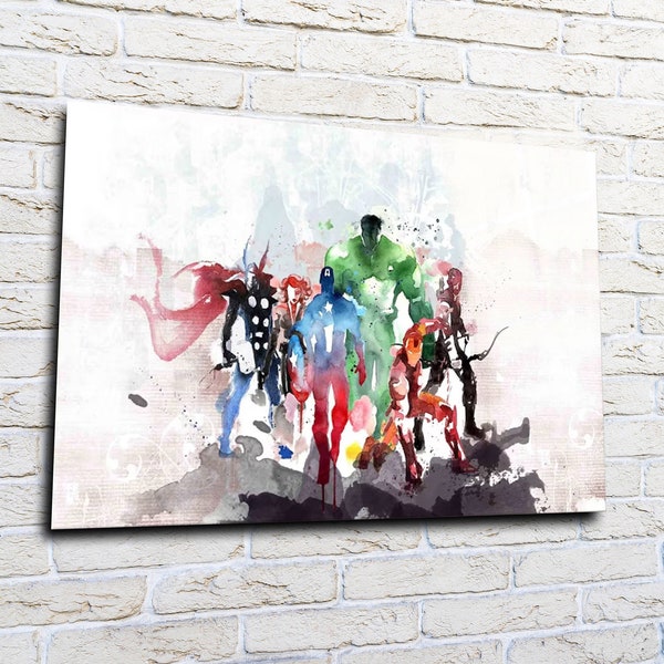 Marvel Heroes Illustration Wall Art, Giclee Prints Poster Wall Decor, Extra Large Canvas Wall Art, Tempered Glass Wall Art