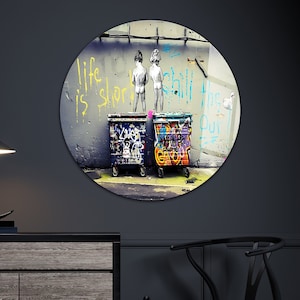 Tempered Glass Wall Art, Pop Art Glass Art, Banksy Wall Decor, Panoramic Wall Art, 3D Abstract Glass Wall Art, Large Glass Wall Art,