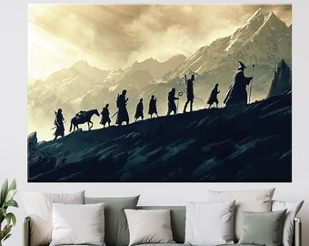 Lord Of The Rings The Fellowship of the Ring, Lotr Poster, Canvas Wall art, Extra Large Wall Art, Tempered glass wall art
