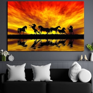 Horse Wall Art, Running Horses Canvas, Animal Wall Art, Horse Lover Gift, Extra Large Wall Art, Horses in Love Wall Art, Housewarming Gift