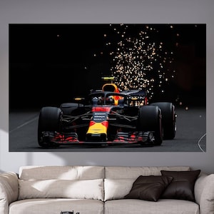 Formula 1 Canvas, Max Verstappen Poster, Redbull Formula 1 Poster, Extra Large Canvas Wall Art, Tempered glass wall art, 3 Piece Wall Art