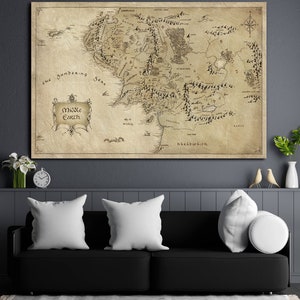 Herr des Rings Karte, Mittelerde, ikonische Filmszenen, Lotr Leinwand, Gefährten, Lotr Wandkunst, Lotr Poster