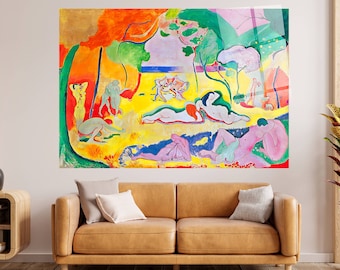Henri Matisse The Joy Of Life, Mid Century Modern Wall Art, Extra Large Wall Art, Tempered glass wall art, 3 Piece Wall Art