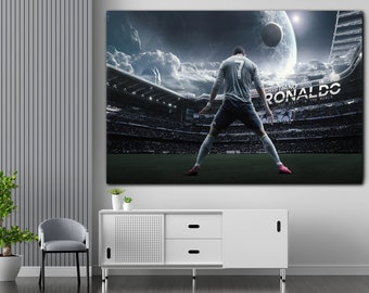 Ronaldo Poster, Ronaldo Goal Celebration, Bedroom Wall Decor, Football Wall Art, Ronaldo Canvas, Ready to Hang, Extra Large Wall Art