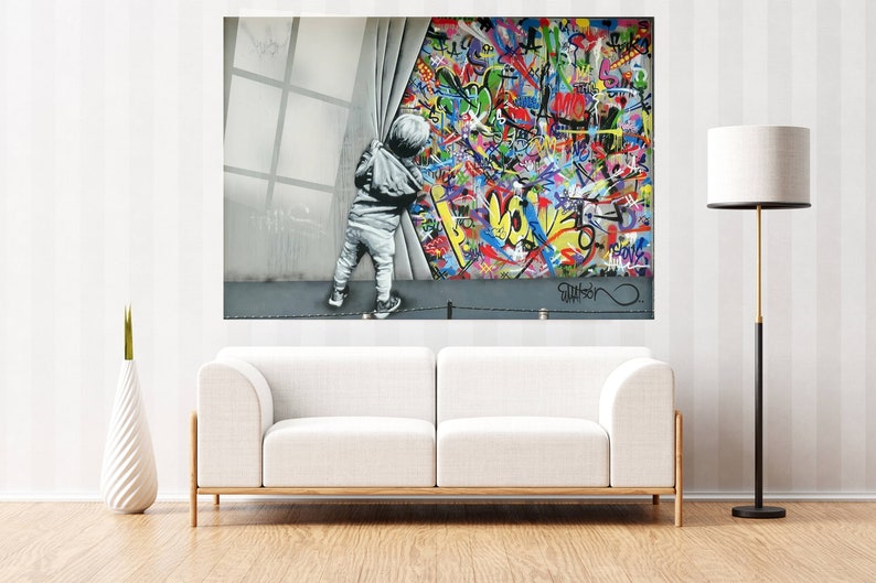 Banksy Behind the Curtain Wall Art Giclee Prints Wall Decor Etsy