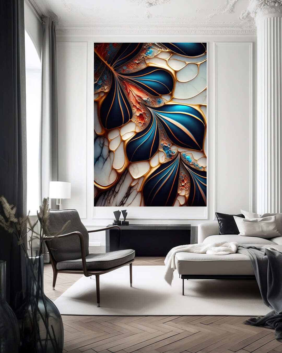 Abstract Colorful Flower Wall Art, Large Glass Wall Art, Extra Large