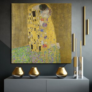 Gustav Klimt The Kiss, Gustav Klimt Wall Art, Gustav Klimt Poster, Gustav Klimt Print, Master Piece Canvas Wall Art, Klimt Canvas