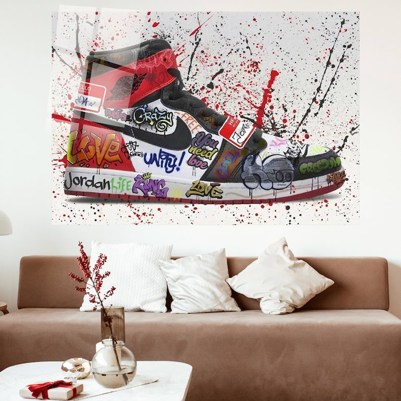 Graffiti Shoes, Banksy Wall Art, Street Graffiti Art Canvas, Pop
