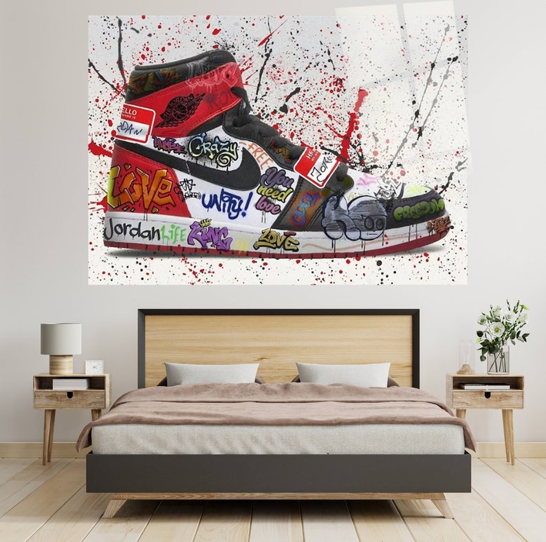 Banksy Wall Art, Graffiti Shoes, Graffiti Street Art Canvas, Pop
