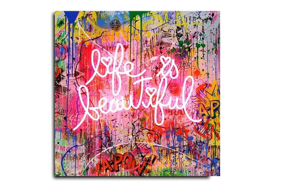 バンクシー Life is Beautiful エスタンプリトグラフ 送料無料 Life is Beautiful Wall Art, Banksy Wall Art, Graffiti Street